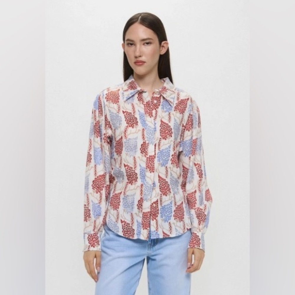 Isabel Marant Red and Blue Patterned Blouse